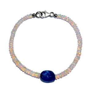 Tanzanite & welo Opal handmade bracelet 16.5 ctw
